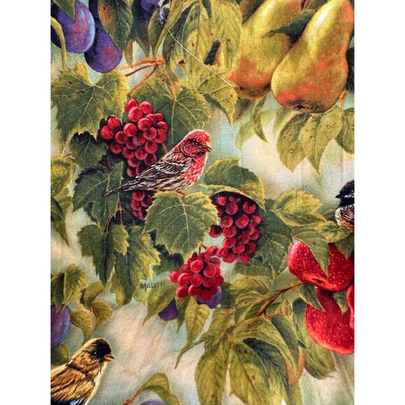 Wild Wings Fabric Yardage Birds on Branches with Fruit Rosemary Millette Fabric - Picture 7 of 12